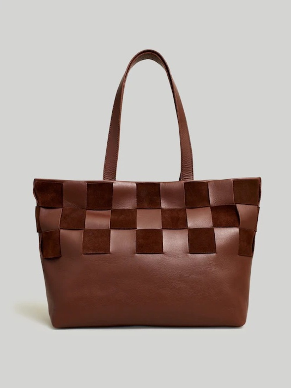 Madewell The Basketweave Tote in Leather and Suede